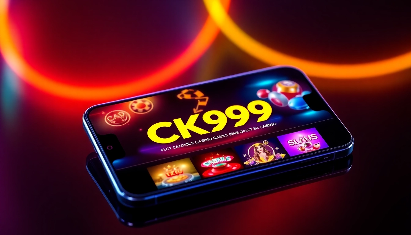 The ck999 app interface on a smartphone highlighting online casino features and easy navigation for quick gambling access.