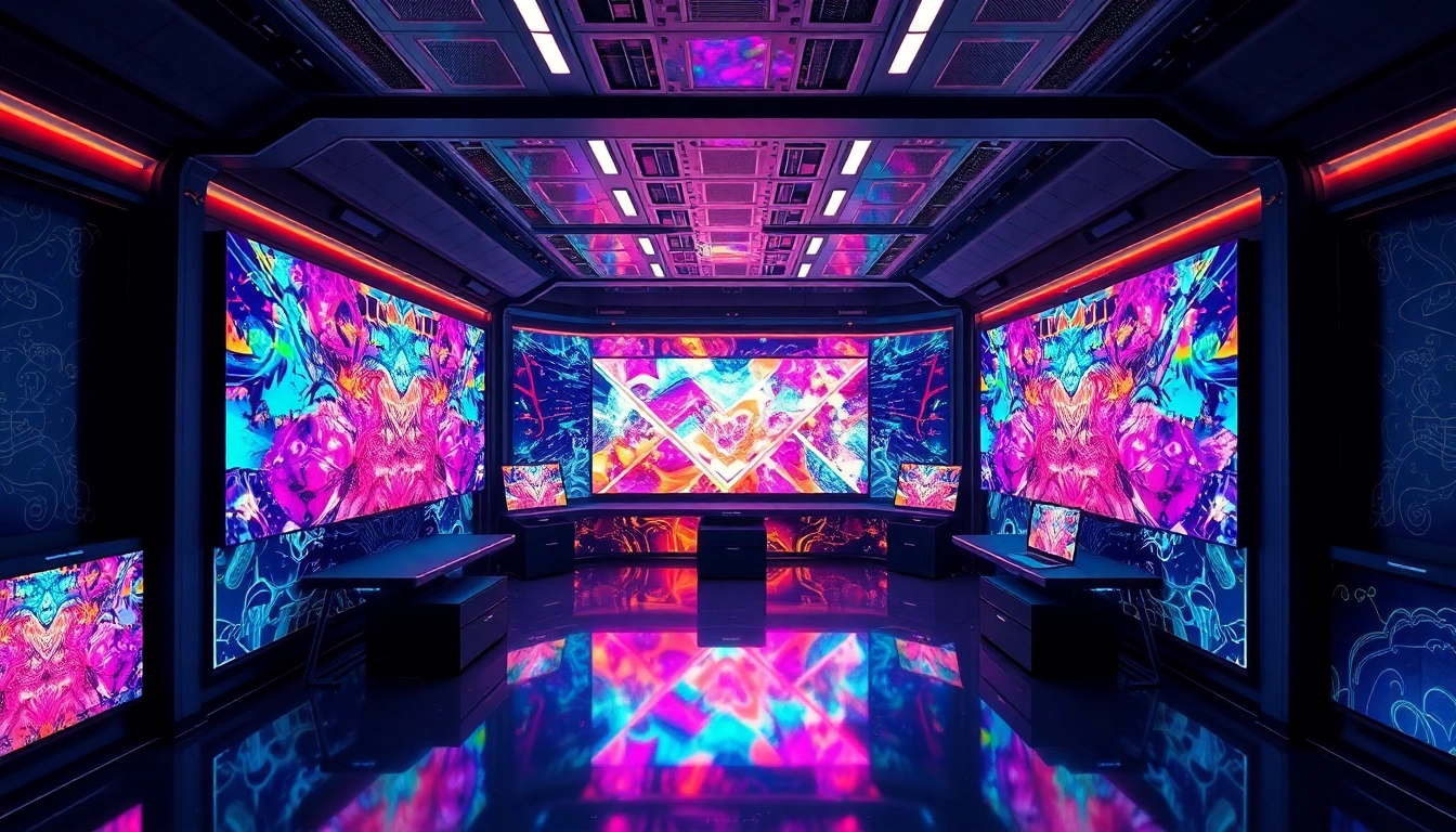 Realistic depiction of an AI image generator no restrictions creating vibrant, unrestricted digital art on futuristic screens for inspiring visual content.
