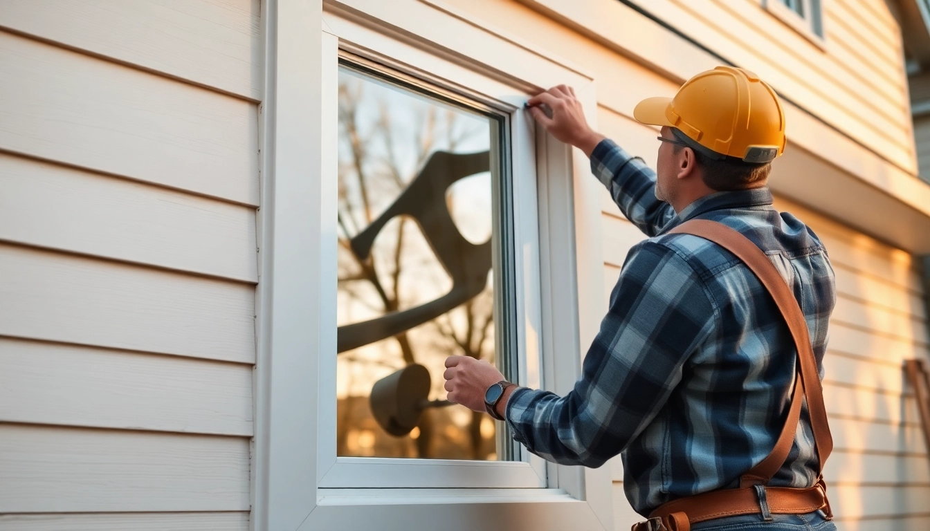 Efficient window replacement companies installing energy-saving windows in a modern home.